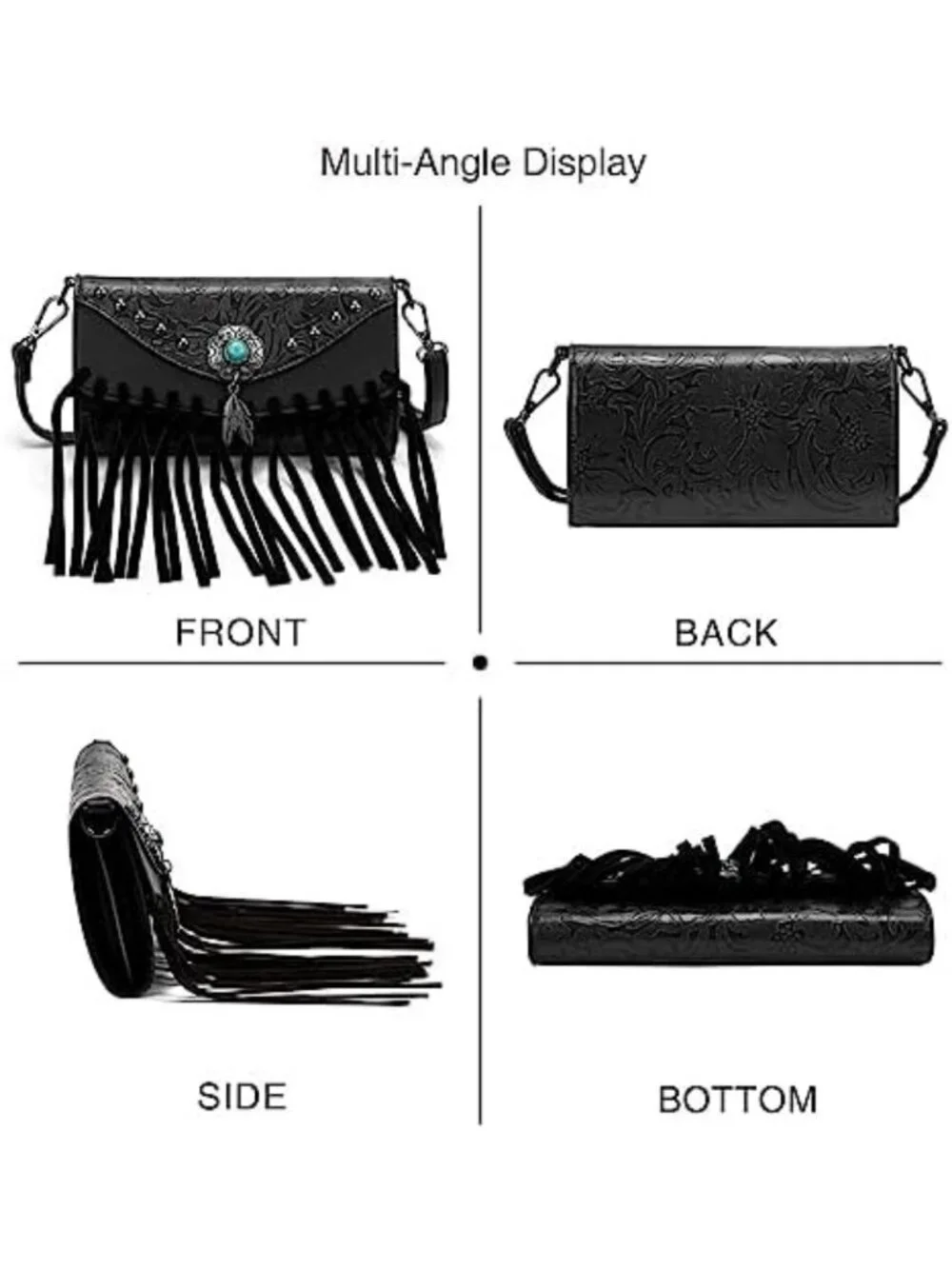 Chic Small Crossbody Bag for Women | Fringe Tassel Shoulder Purse | Turquoise